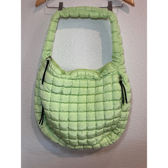FP Movement Quilted Carryall Bag Lime Green Puffy Hobo Shoulder Bag Free People - Picture 4 of 8